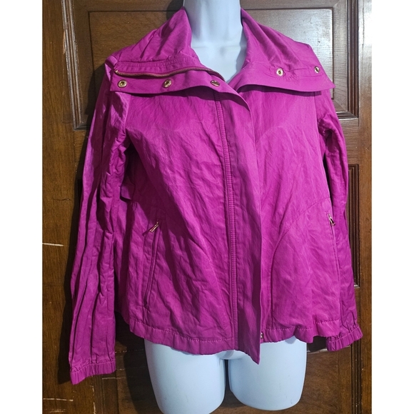 Talbots Hot Pink Metallic Sheen Utility Jacket - Picture 3 of 11
